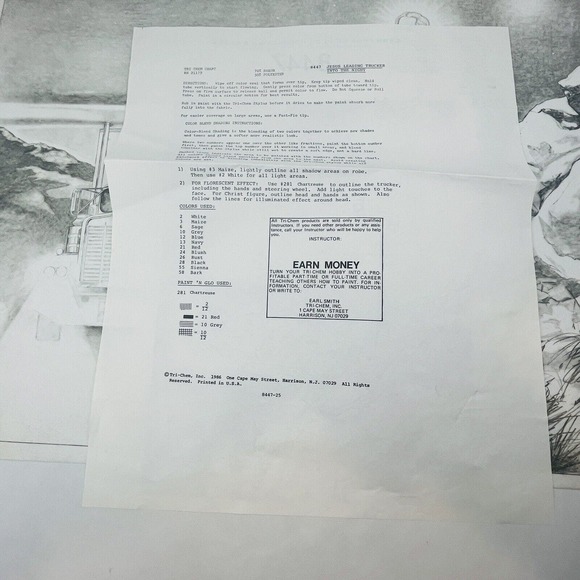 Jesus Leading Trucker Into The Night #8447 Tri-Chem Chart Large Picture To Paint - Picture 3 of 4